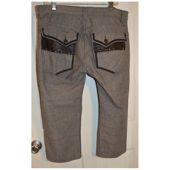 "Hova 36" by Jeanetix Blue-Gray Capri Decorated Pocket Women's Denim Jeans Sz 36 - Picture 3 of 5